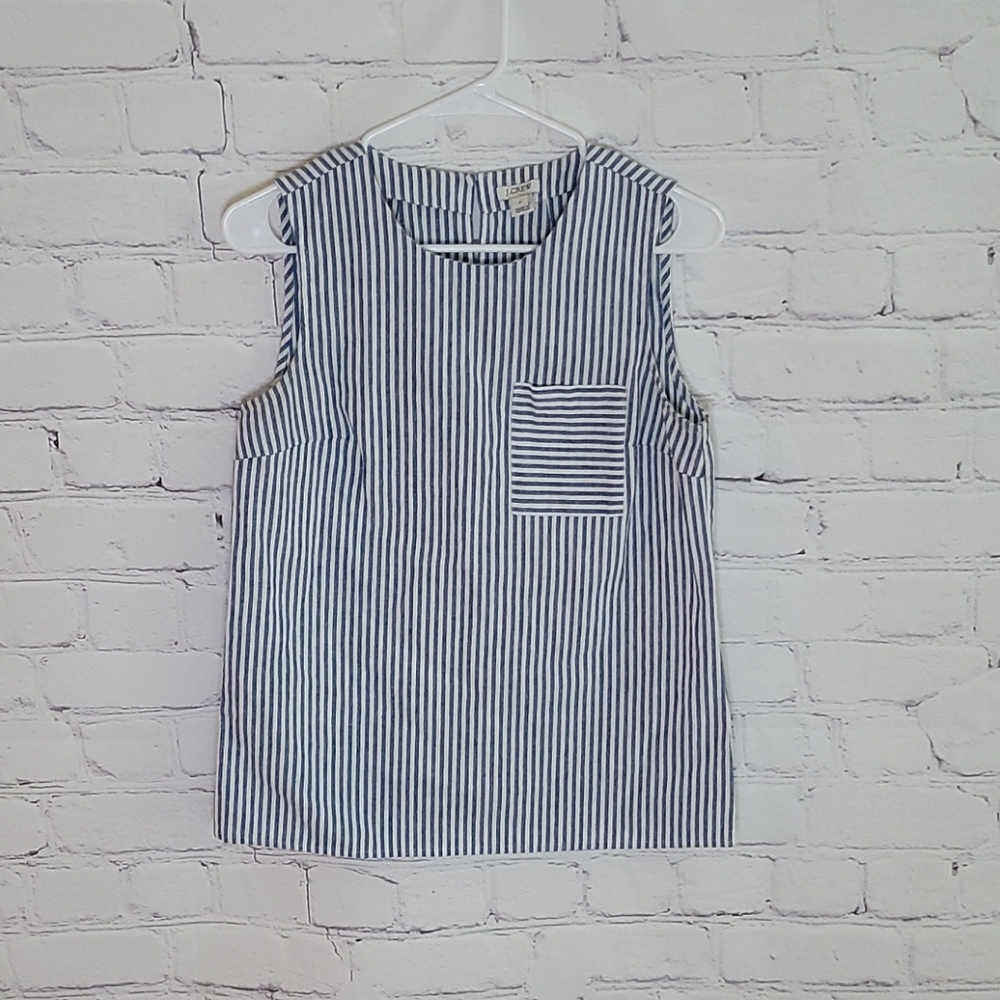 J. Crew Blue/White Sleeveless Shirt